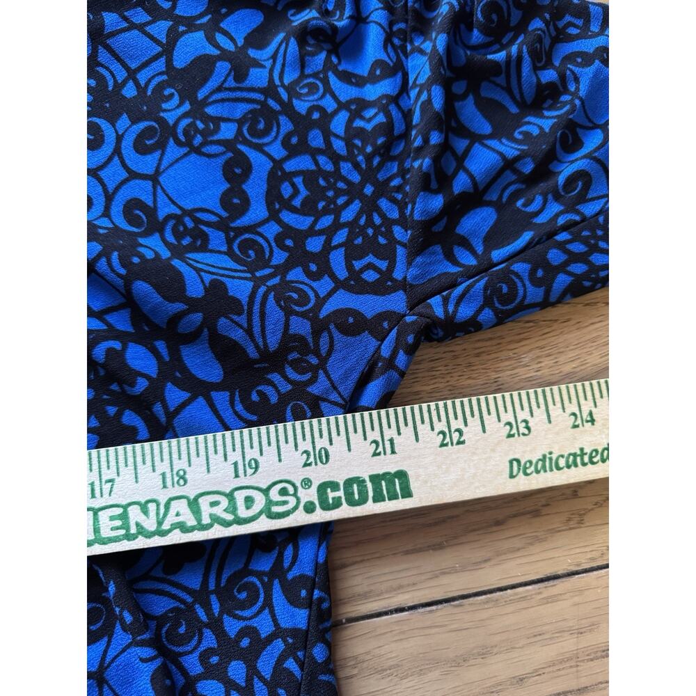 Dana Buchman Women Size XL Blouse Stretch Long Sleeve Blue Black Lightweight - Picture 5 of 11
